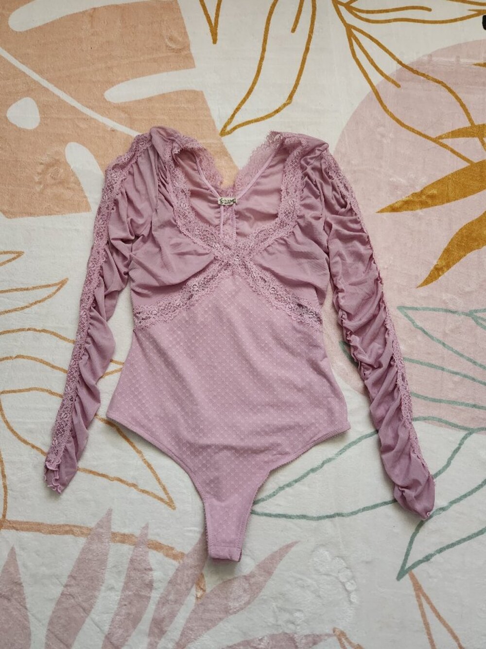 NEW Free People Intimately Size M Lace Pink Bodysuit
